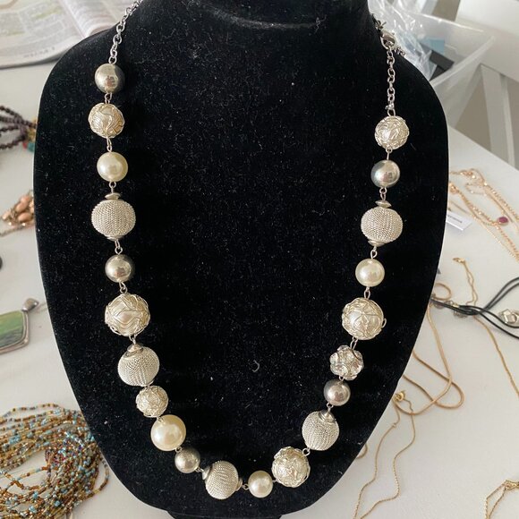 Jewelry - 34" Large White Beaded Necklace